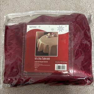 Sears Poinsettia Burgundy Tablecloth 60x84